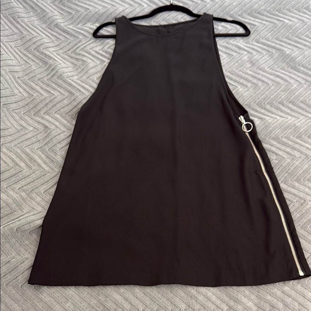 Black Crepe Pinafore Style 90s Dress